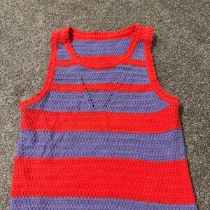 Periwinkle/Red Knit Maxi Dress